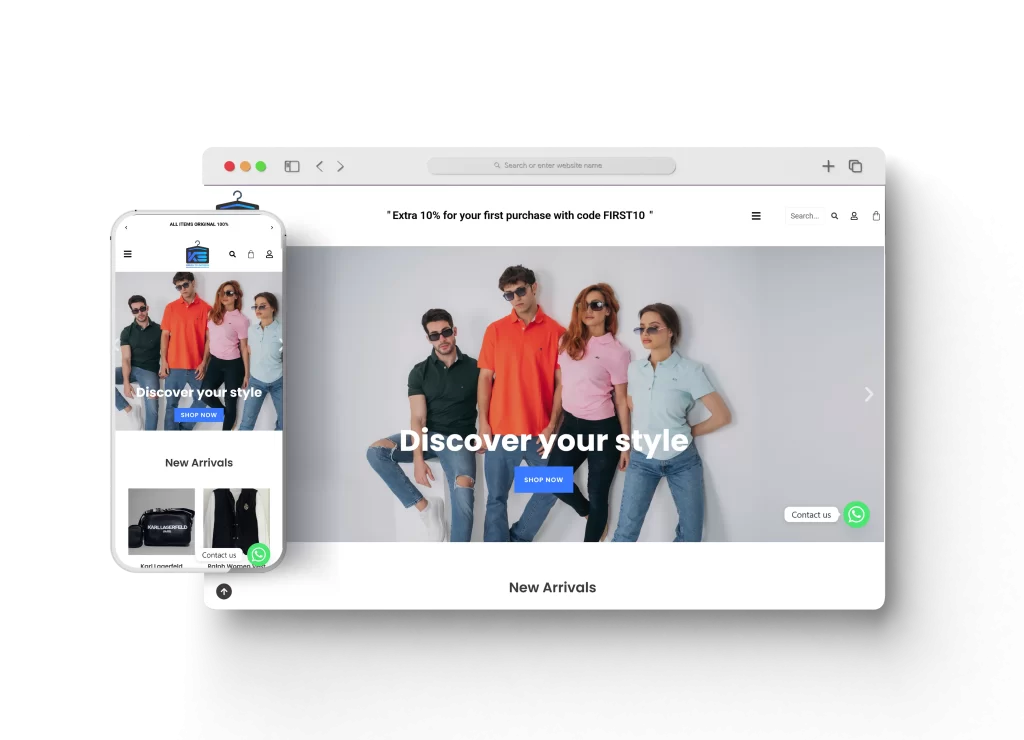 متجر Kenz Store احد اعمال قيمة تك تعبيرية عن تصميم الموقع الإلكتروني