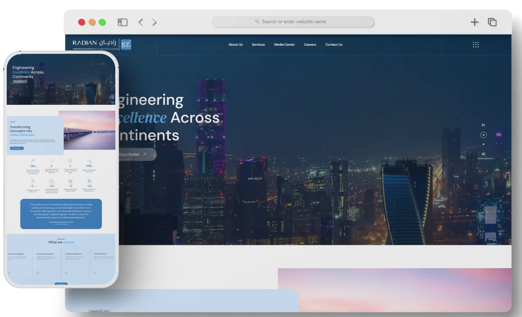 Radian احد اعمال قيمة تك تعبيرية عن تصميم مواقع إلكترونية احترافية