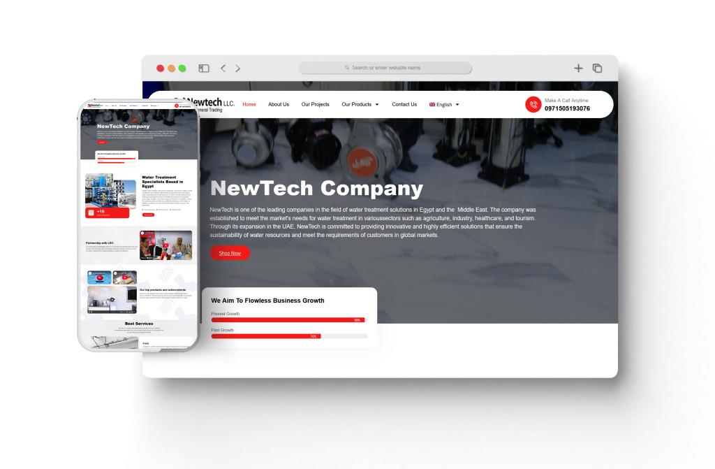 NewTech احد اعمال قيمة تك تعبيرية عن إنشاء موقع ويب في مصر