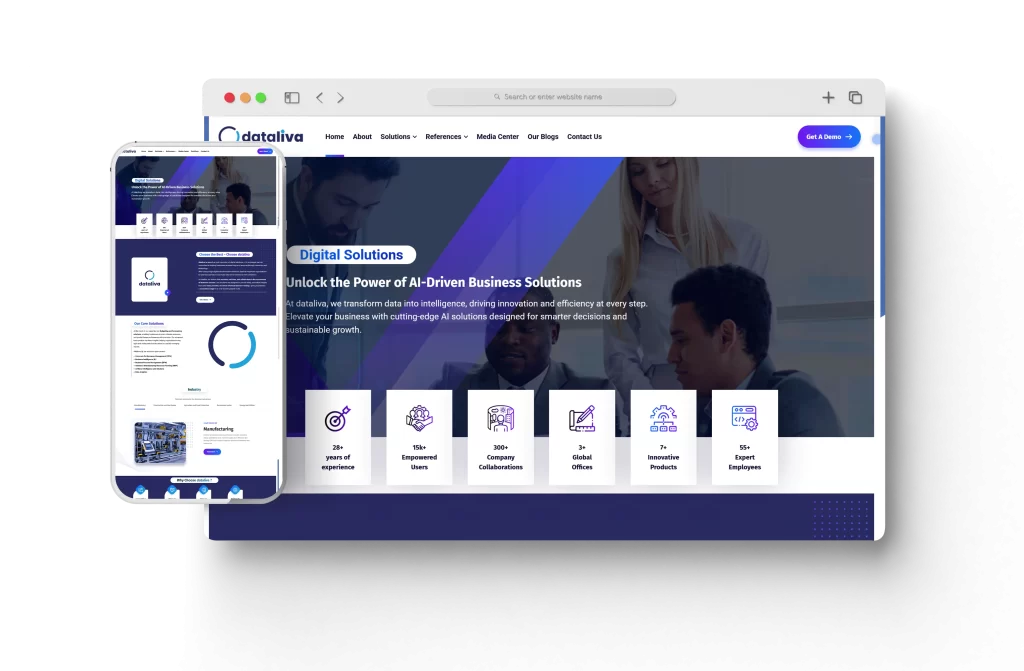 Dataliva احد اعمال قيمة تك تعبيرية عن تصميم موقع شركة تطوير عقارية