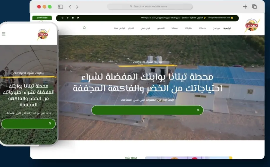 موقع شركة تيتانا أحد أعمال قيمة تك، تعبيرية عن تصميم وتطوير البرمجيات 