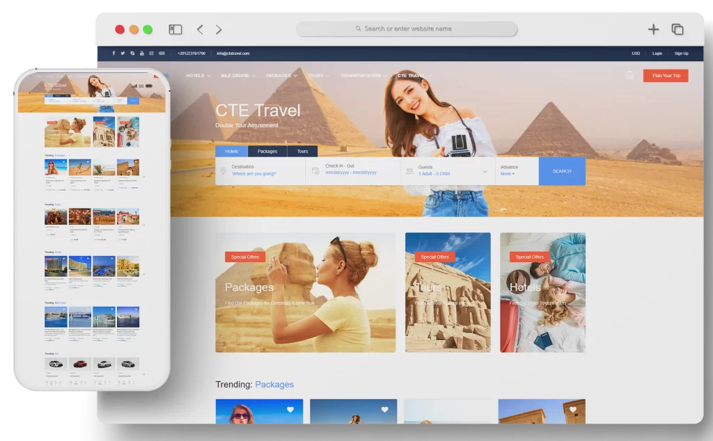 موقع Ctetravel السياحي أحد أعمال قيمة تك تعبيرية عن شركات تطوير مواقع