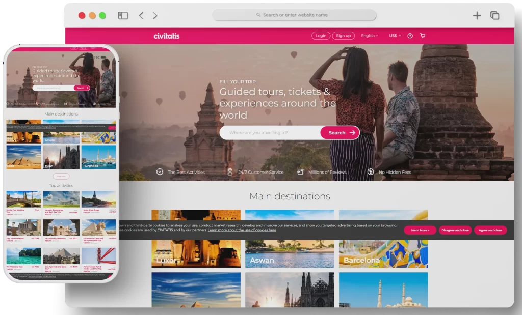 موقع Civitatis من أعمال قيمة تك تعبيرية عن أفضل شركة تصميم مواقع نت