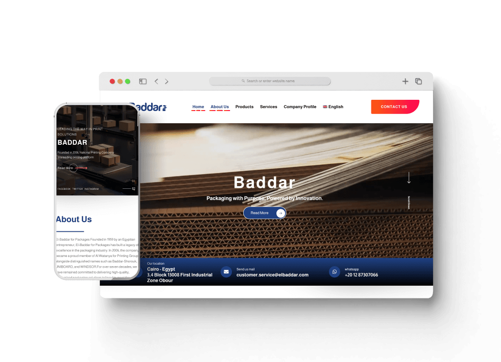 موقع Baddar أحد أعمال قيمة تك تعبيرية عن تصميم مواقع نت
