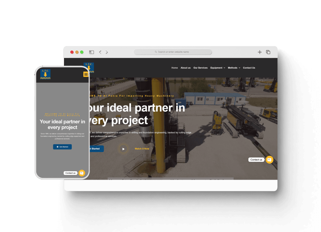 قيمة تك – أفضل شركة تصميم مواقع الكترونية رسمية 2026 - قيمة تك Al Fania For Importing Heavy Machinery تعبيرية عن شركة تصميم مواقع الكترونية رسمية